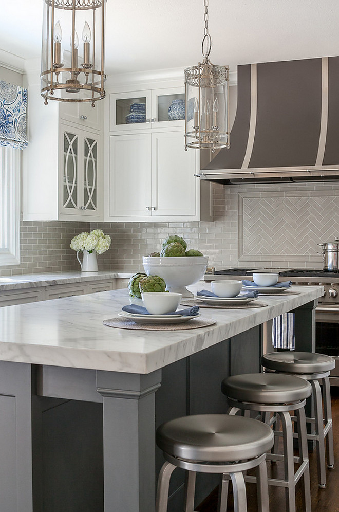 Kitchen with Grey Backsplash - Home Bunch Interior Design