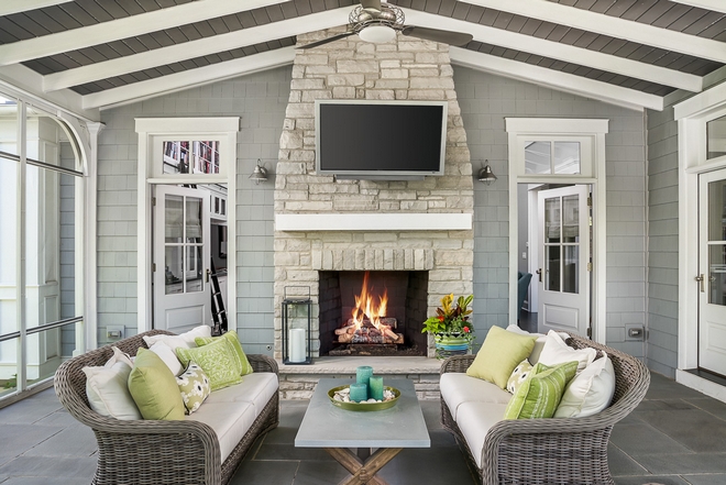 Screened-in Back Porch Fireplace Screened-in Back Porch Screened-in Back Porch #ScreenedinBackPorch