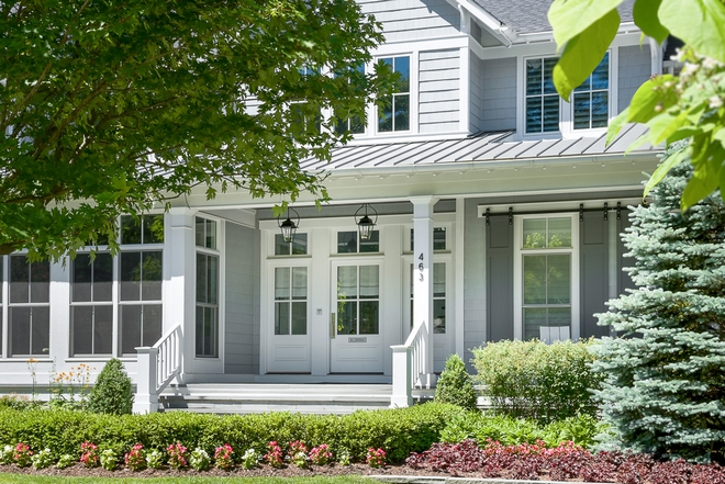 Grey Front Porch Grey Front Porch with white trim Grey Front Porch #GreyFrontPorch