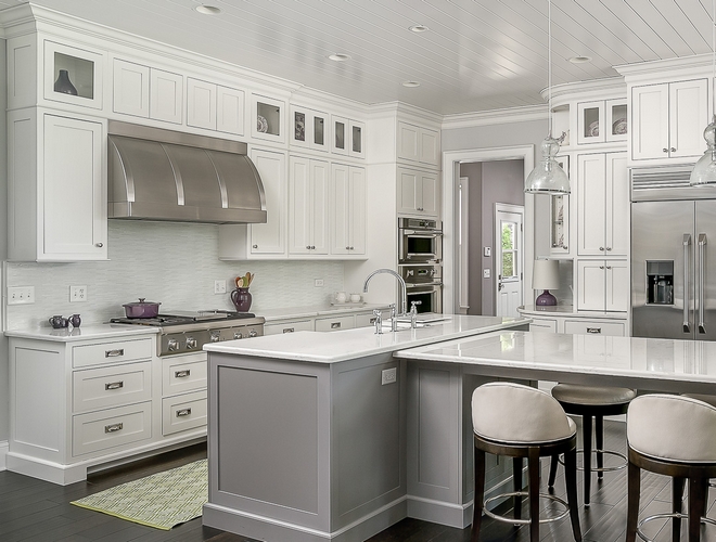 White kitchen with grey island White kitchen with grey island #Whitekitchen #greyisland