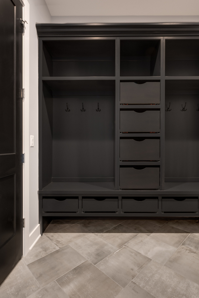 fox sherwin williams mudroom farmhouse cabinet paint modern interior charcoal moore colors gray porch wrap around homebunch batten bunch lockers