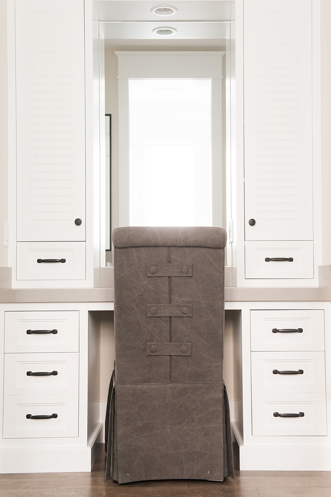 Bathroom Vanity with Matte black cabinet hardware