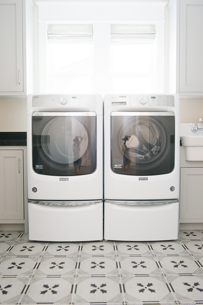 Grey Laundry Room with cement tile Grey Laundry Room Grey Laundry Room