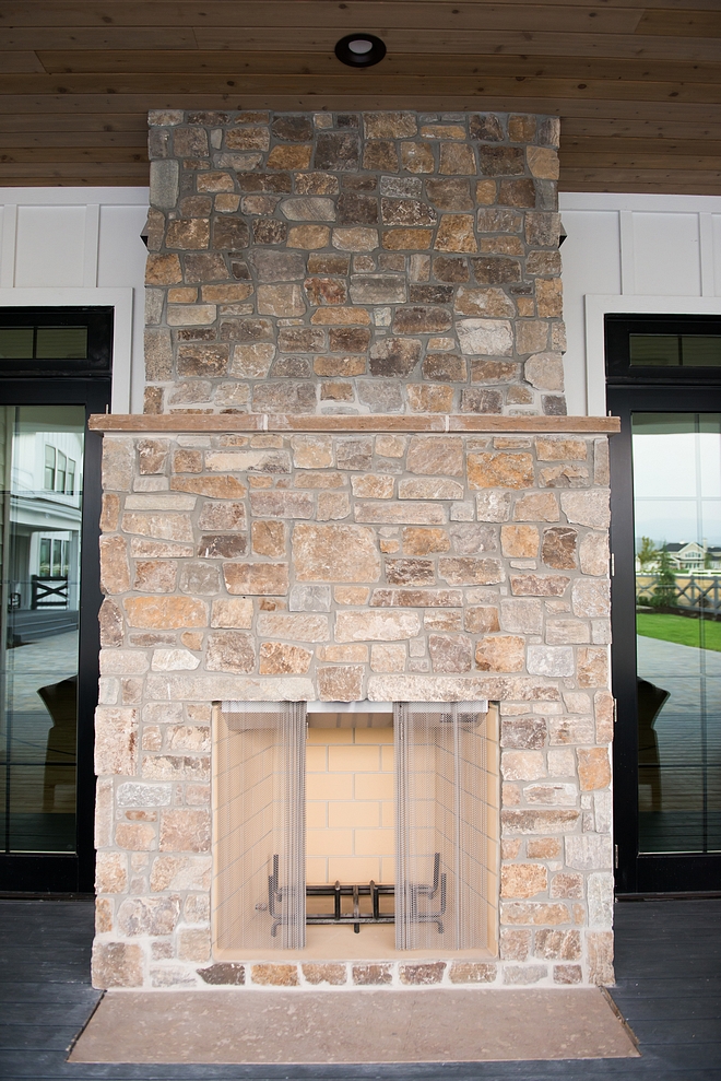 Back porch Stone Fireplace