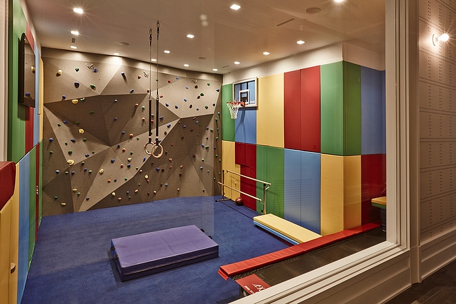 Playroom Exercise Room Basement with Indoor rock climbing Ideas