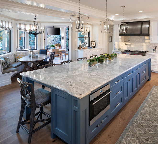 Kitchen Island Blue Kitchen Island with Cambria quartz countertop #KitchenIsland #blueKitchenIsland #cambria #quartz #countertop