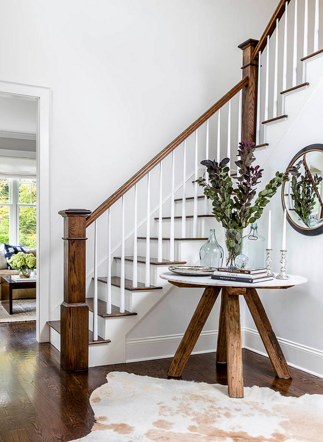 Foyer Table with marble top - source on Home Bunch