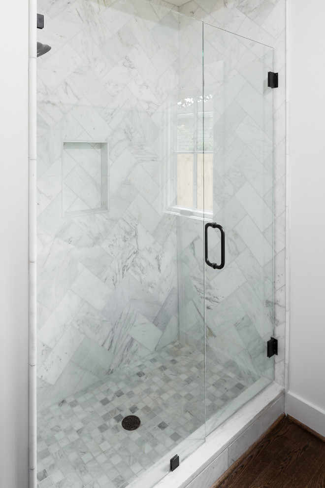 Marble Herringbone Shower Tile sources on Home Bunch