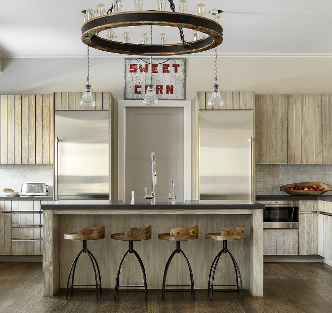 Farmhouse Kitchen with Glazed Shiplap Cabinets