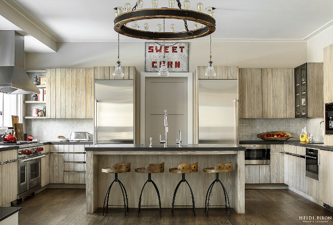 Farmhouse Kitchen with Glazed Shiplap Cabinets