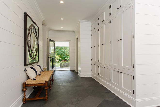 White Mudroom #mudroom with shiplap