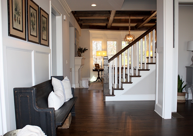 Grey foyer farmhouse foyer