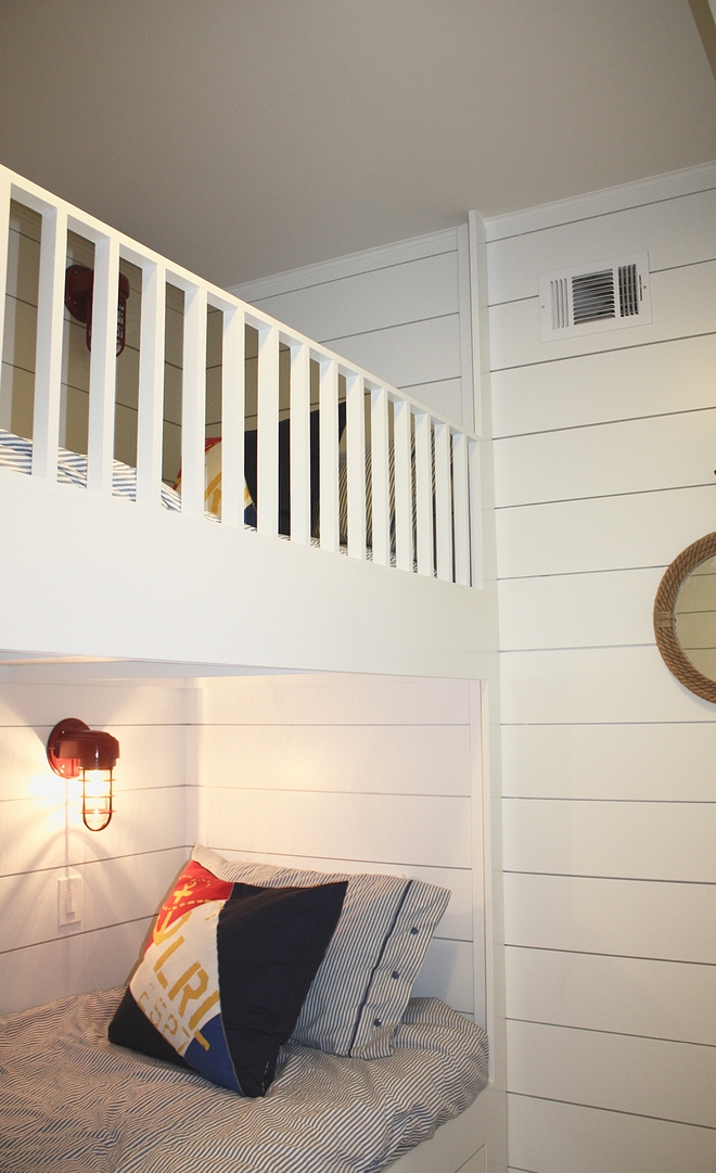 Blue and white Striped bedding Coastal Bedding bunk room