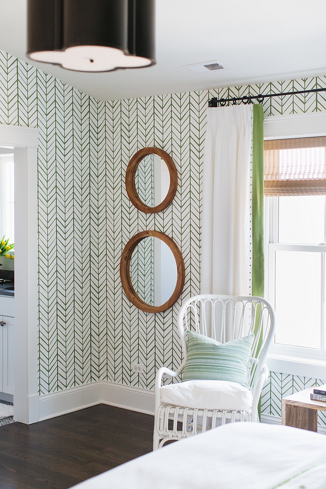 Green Herringbone Wallpaper Serena and Lily Courtyard Green Wallpaper