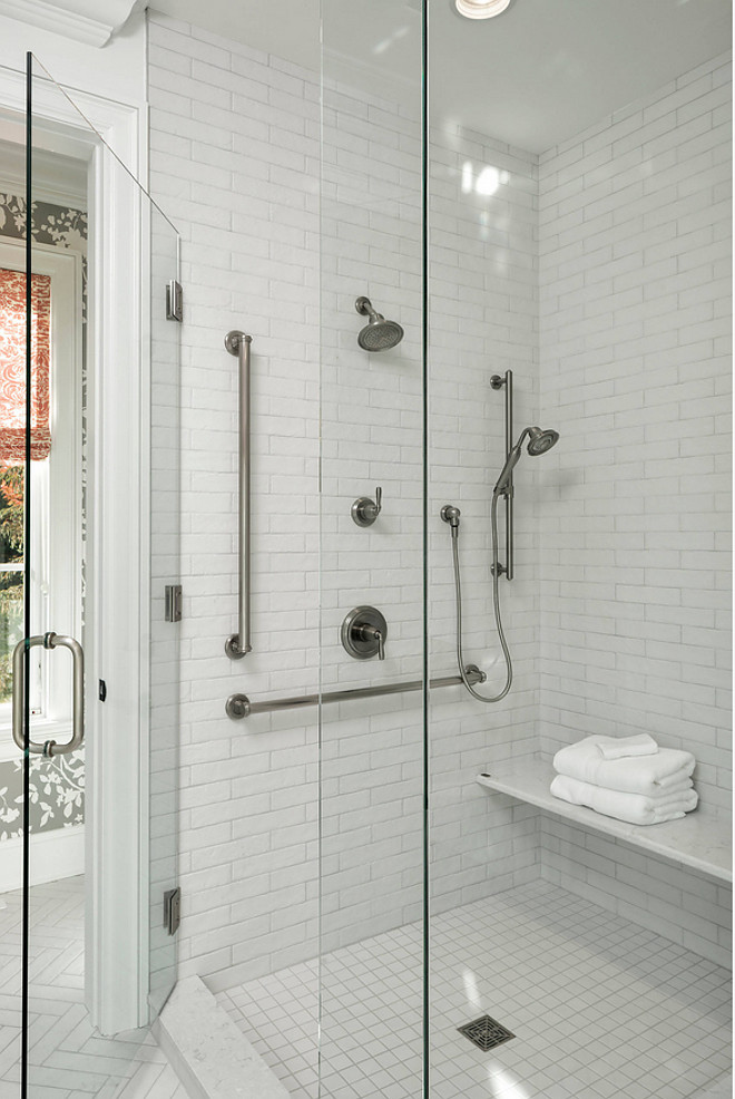 White shower tile source on Home Bunch White shower tile #Whiteshowertile #showertile