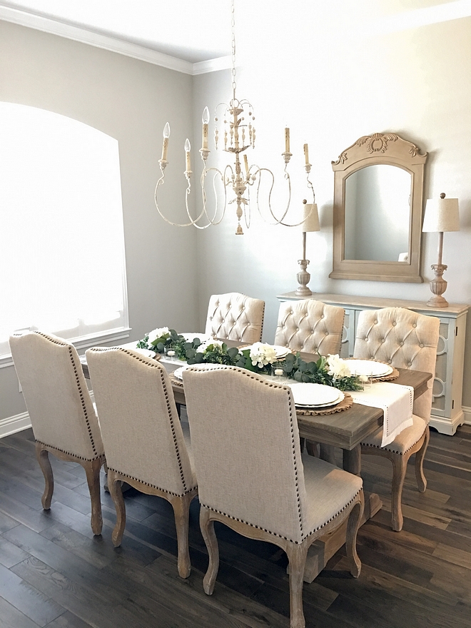 Sherwin Williams Repose Gray French Country Dining Room paint color Best Neutral Paint colors Sherwin Williams Repose Gray #SherwinWilliams #ReposeGray