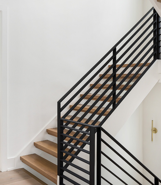 Modern Farmhouse Stairway Black Railing Black Steel Railing Modern Farmhouse Stairway