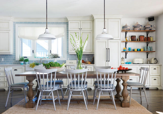 Coastal Farmhouse Cottage Kitchen Coastal Farmhouse Cottage Kitchen with glazed cabinet and farmhouse pendant light Coastal Farmhouse Cottage Kitchen #CoastalFarmhouse #Cottage #Kitchen