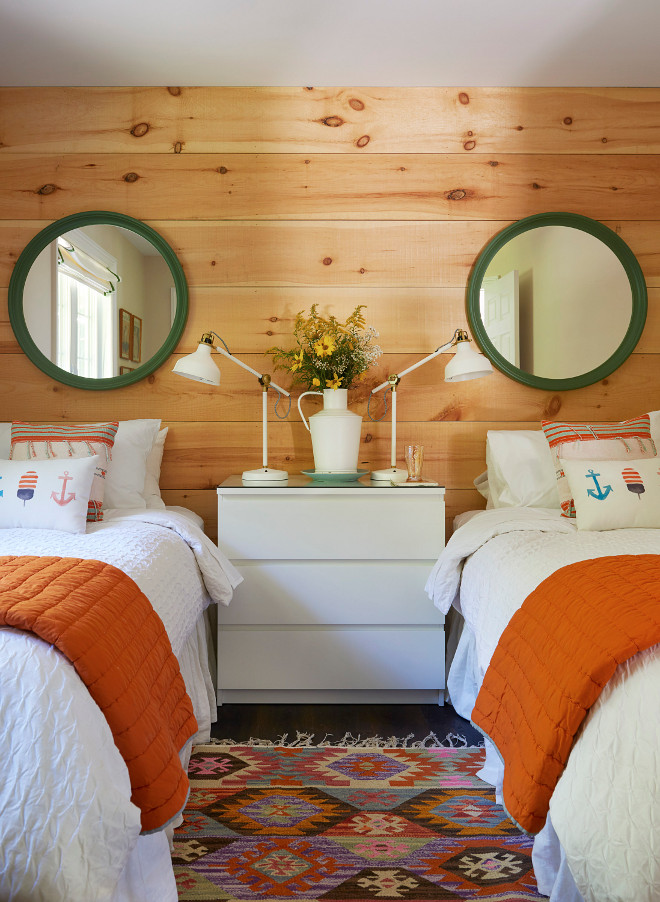 Shiplap Cottage Bedroom Shiplap Cottage Bedroom Ideas cottage bedroom with Knotty Pine shiplap decor sources on Home Bunch #cottage #bedroom #shiplap